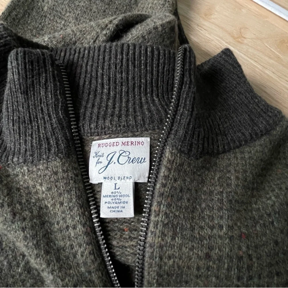 J. Crew Rugged Merino 1/4 Zip Black Gray Knit Pullover Sweater 47042